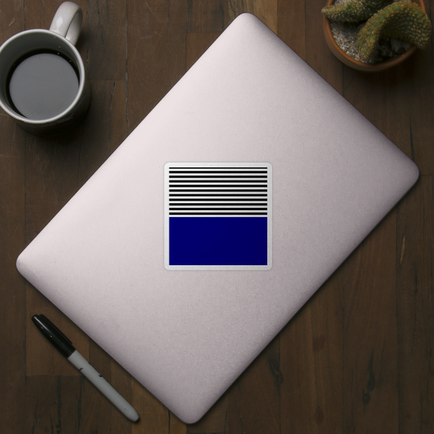 Navy Blue With Black and White Stripes Pattern by AmazingStuff